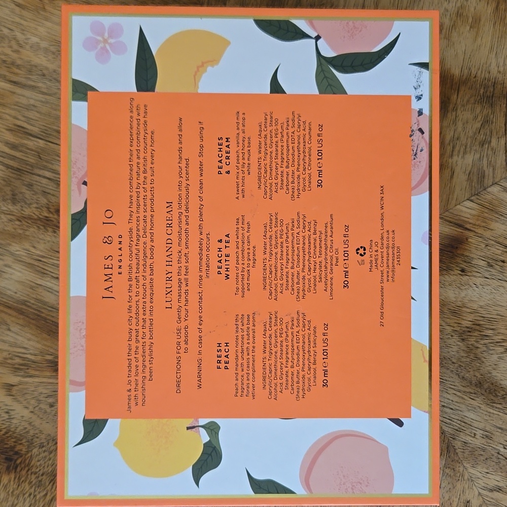 James & Jo Luxury Hand Cream Trio In Peach - Picture 6 of 7